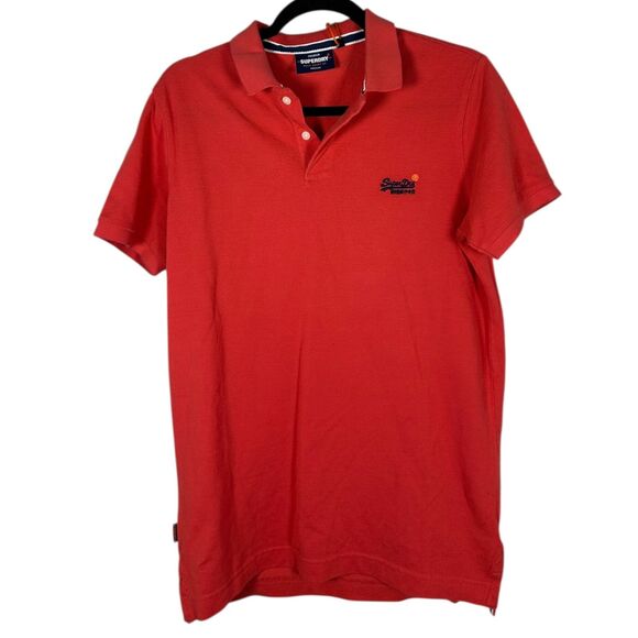 Superdry Classic Organic Cotton Pink Red Polo Shirt Men's Medium NEW with Tags - Picture 2 of 7